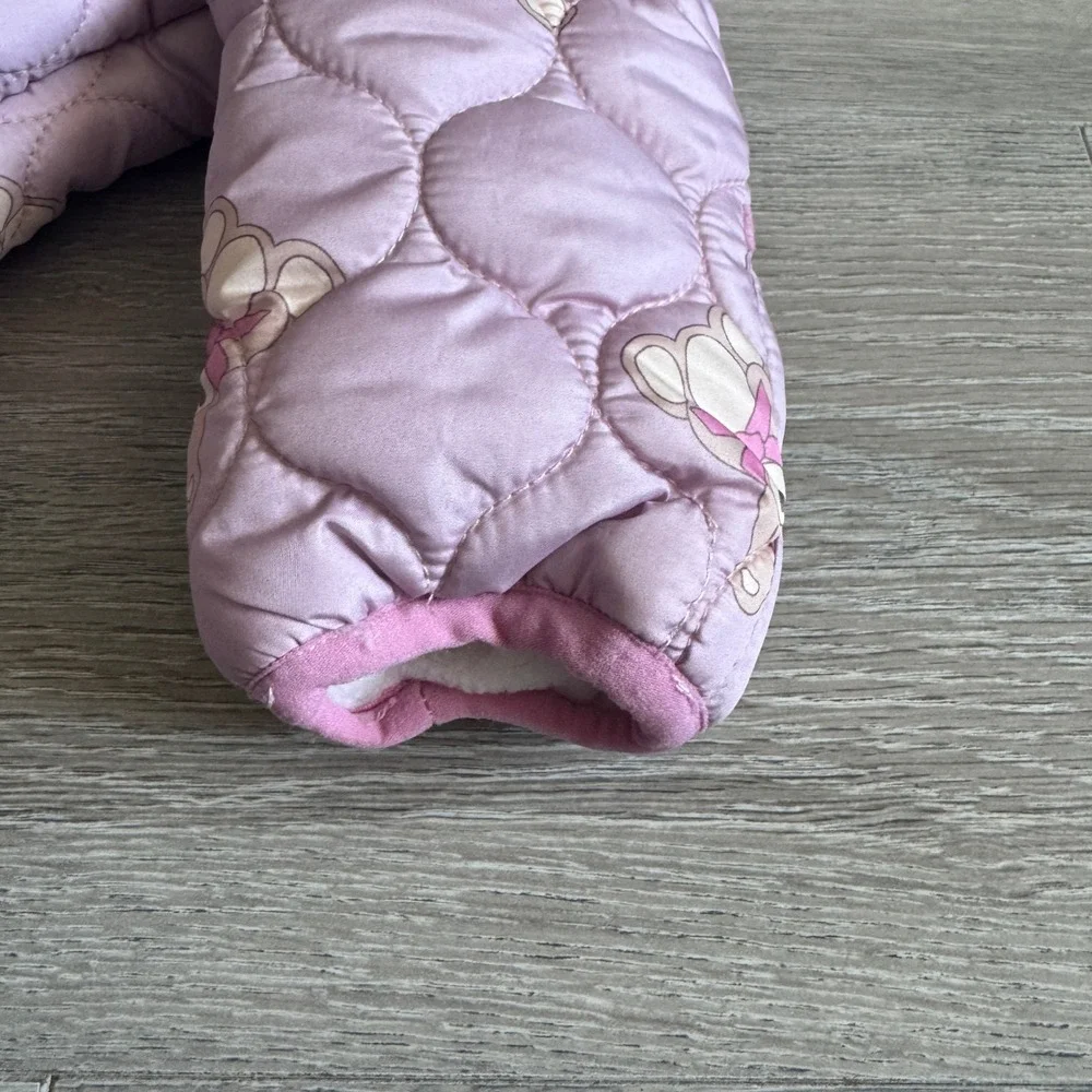 Little Lass Baby Girl Pink Quilted Teddy Bear Pram Suit Hooded Bunting 3-6M